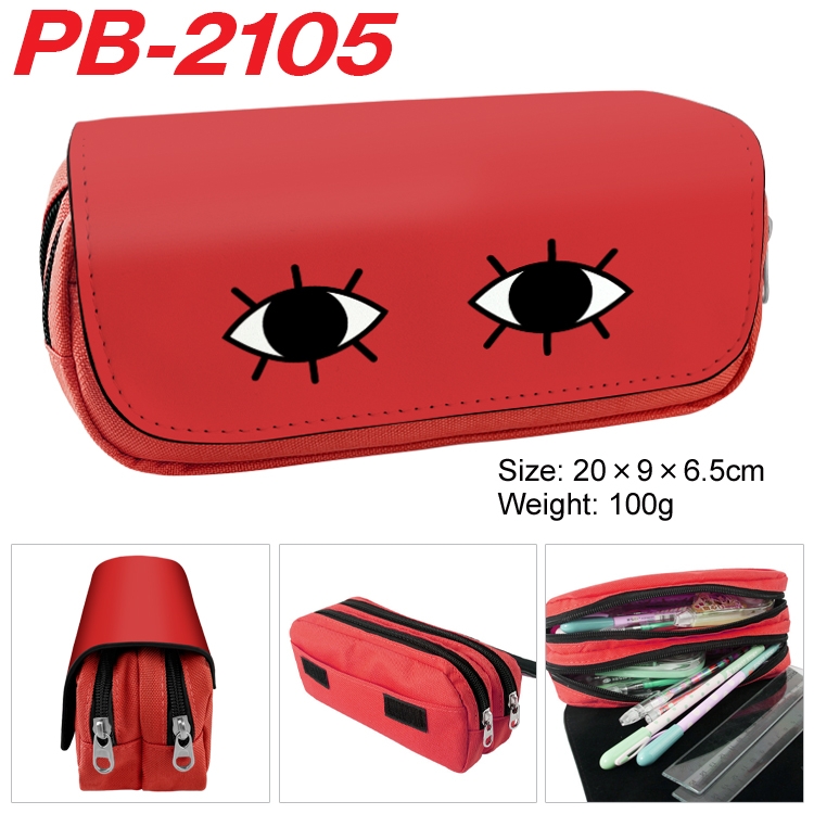 Gintama Anime double-layer pu leather printing pencil case 20x9x6.5cm