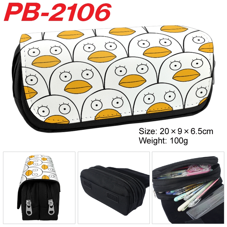 Gintama Anime double-layer pu leather printing pencil case 20x9x6.5cm