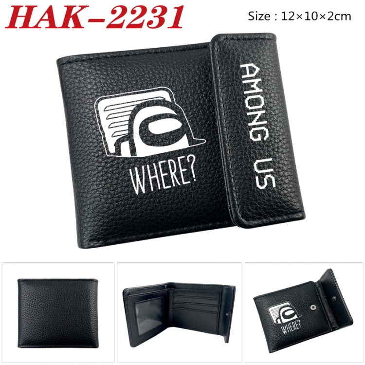 Among us Anime Litchi Pattern Hidden Buckle Half Fold Printed Wallet 12X10X2CM