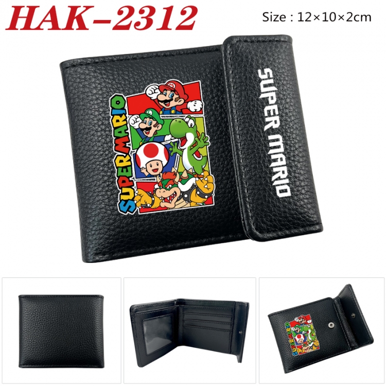 Super Mario Anime Litchi Pattern Hidden Buckle Half Fold Printed Wallet 12X10X2CM  HAK-2312