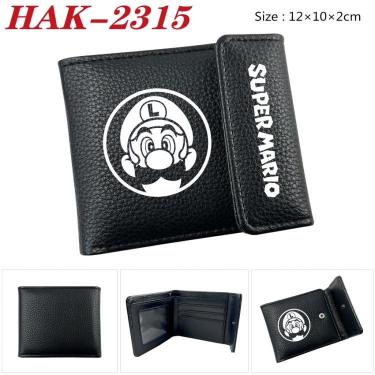 Super Mario Anime Litchi Pattern Hidden Buckle Half Fold Printed Wallet 12X10X2CM HAK-2315