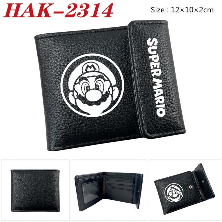 Super Mario Anime Litchi Pattern Hidden Buckle Half Fold Printed Wallet 12X10X2CM  HAK-2314