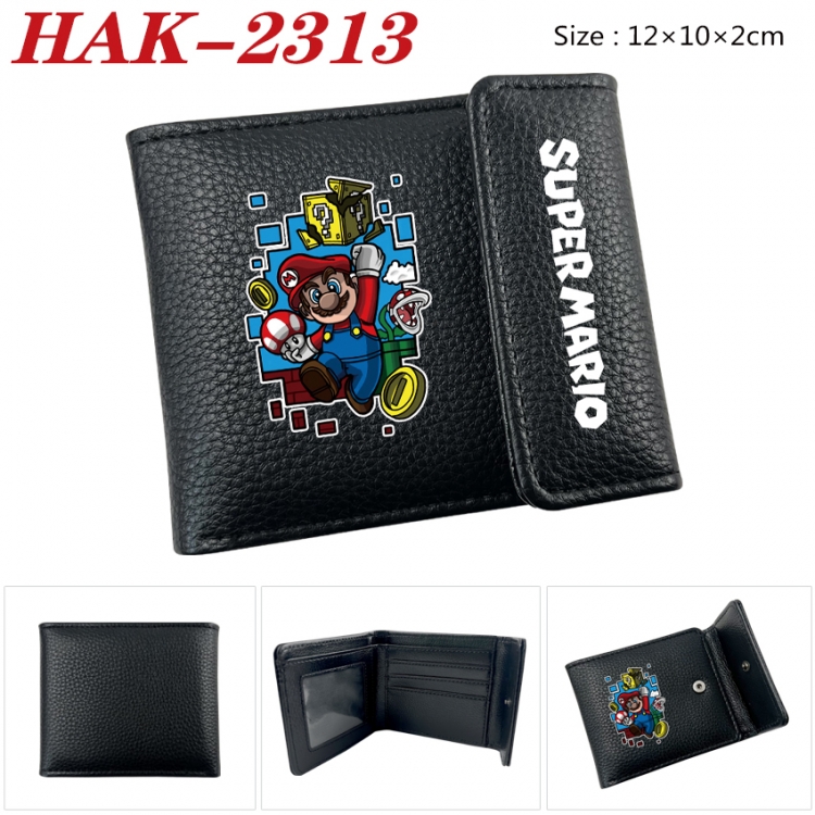Super Mario Anime Litchi Pattern Hidden Buckle Half Fold Printed Wallet 12X10X2CM  HAK-2313