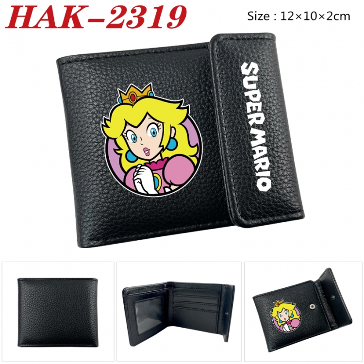 Super Mario Anime Litchi Pattern Hidden Buckle Half Fold Printed Wallet 12X10X2CM HAK-2319