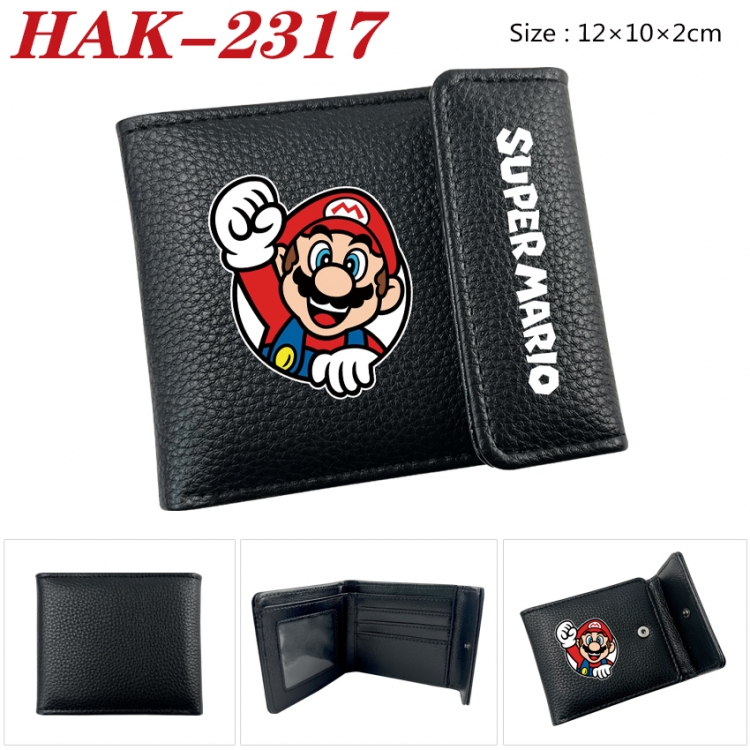 Super Mario Anime Litchi Pattern Hidden Buckle Half Fold Printed Wallet 12X10X2CM HAK-2317