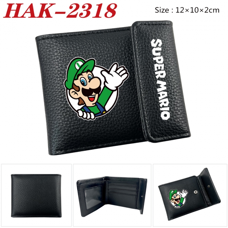 Super Mario Anime Litchi Pattern Hidden Buckle Half Fold Printed Wallet 12X10X2CM HAK-2318