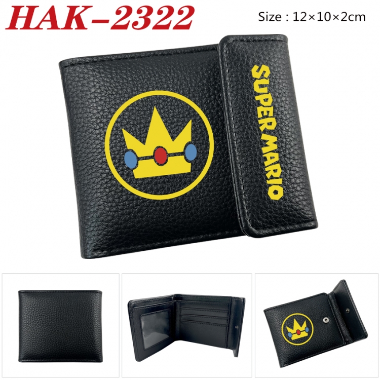 Super Mario Anime Litchi Pattern Hidden Buckle Half Fold Printed Wallet 12X10X2CM HAK-2322