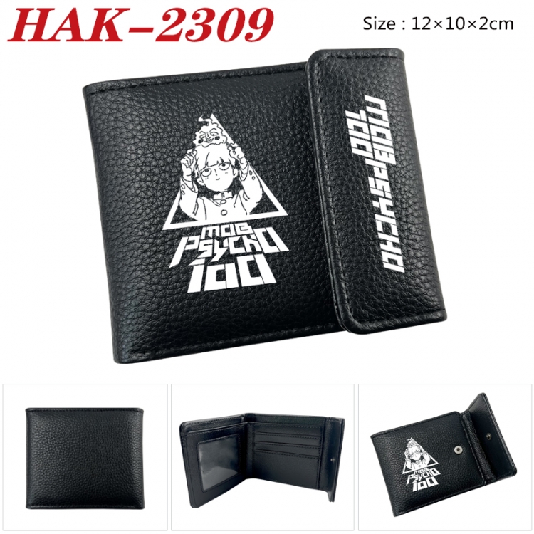 Mob Psycho 100 Anime Litchi Pattern Hidden Buckle Half Fold Printed Wallet 12X10X2CM