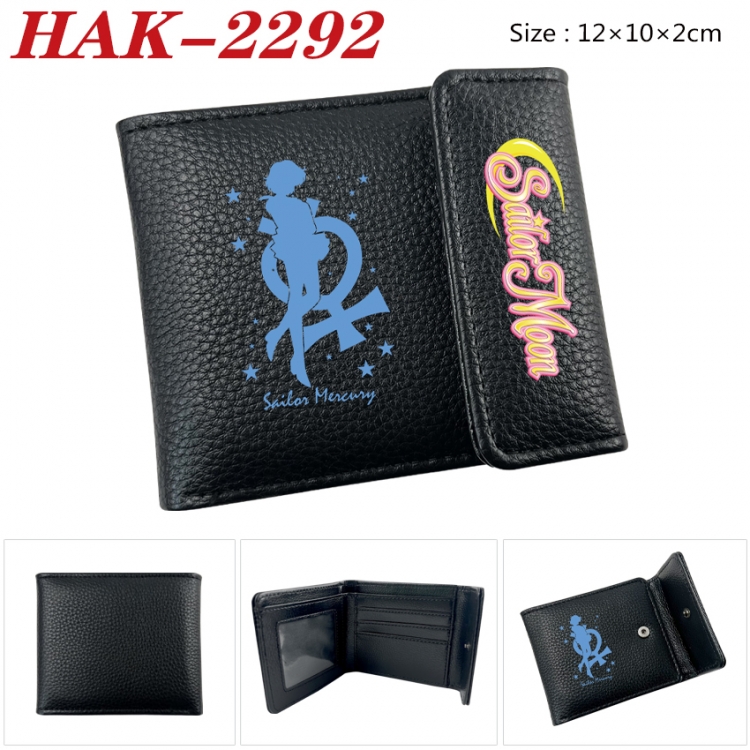 sailormoon Anime Litchi Pattern Hidden Buckle Half Fold Printed Wallet 12X10X2CM