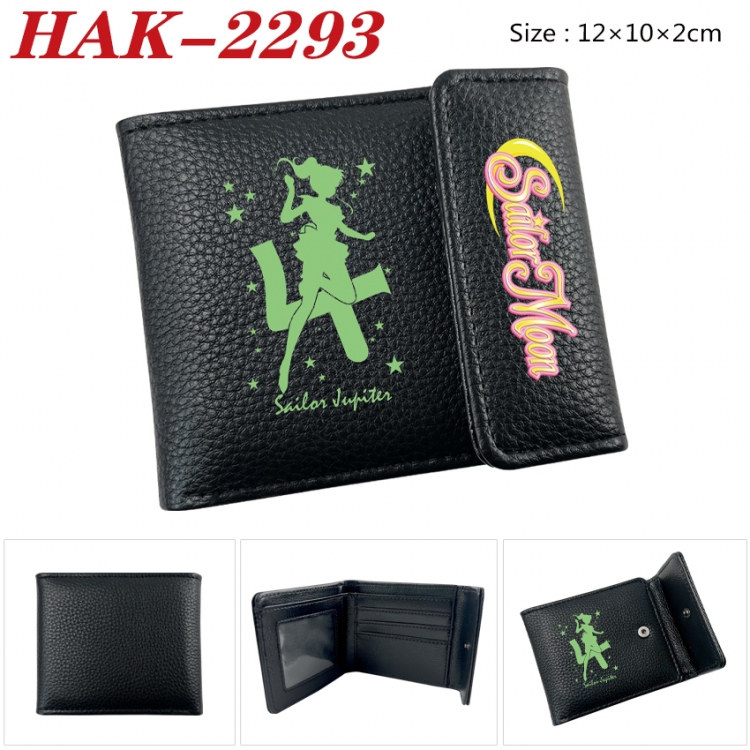 sailormoon Anime Litchi Pattern Hidden Buckle Half Fold Printed Wallet 12X10X2CM