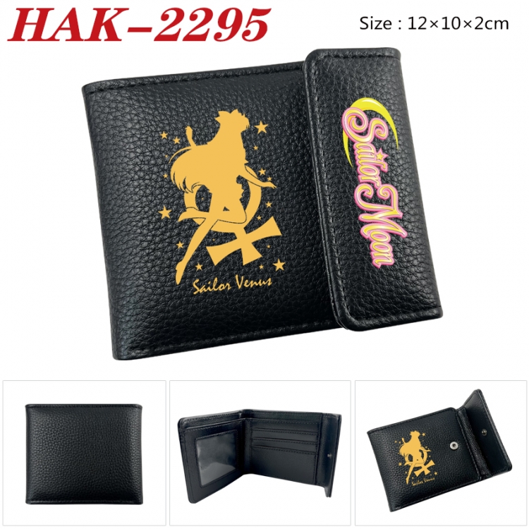 sailormoon Anime Litchi Pattern Hidden Buckle Half Fold Printed Wallet 12X10X2CM