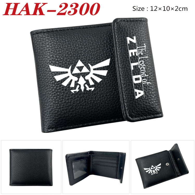 The Legend of Zelda Anime Litchi Pattern Hidden Buckle Half Fold Printed Wallet 12X10X2CM