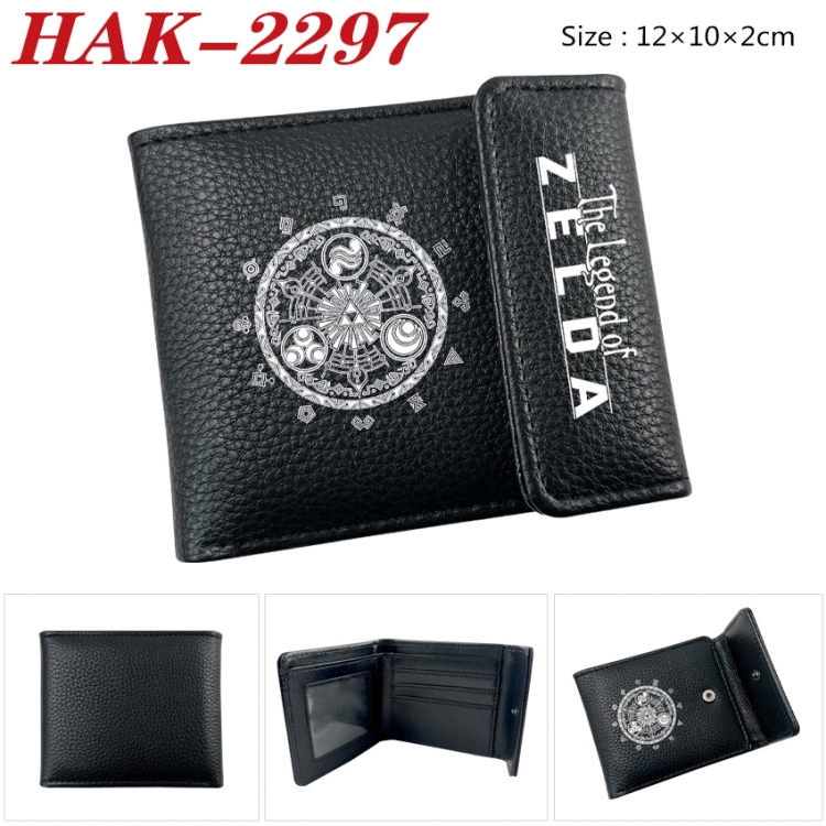 The Legend of Zelda Anime Litchi Pattern Hidden Buckle Half Fold Printed Wallet 12X10X2CM