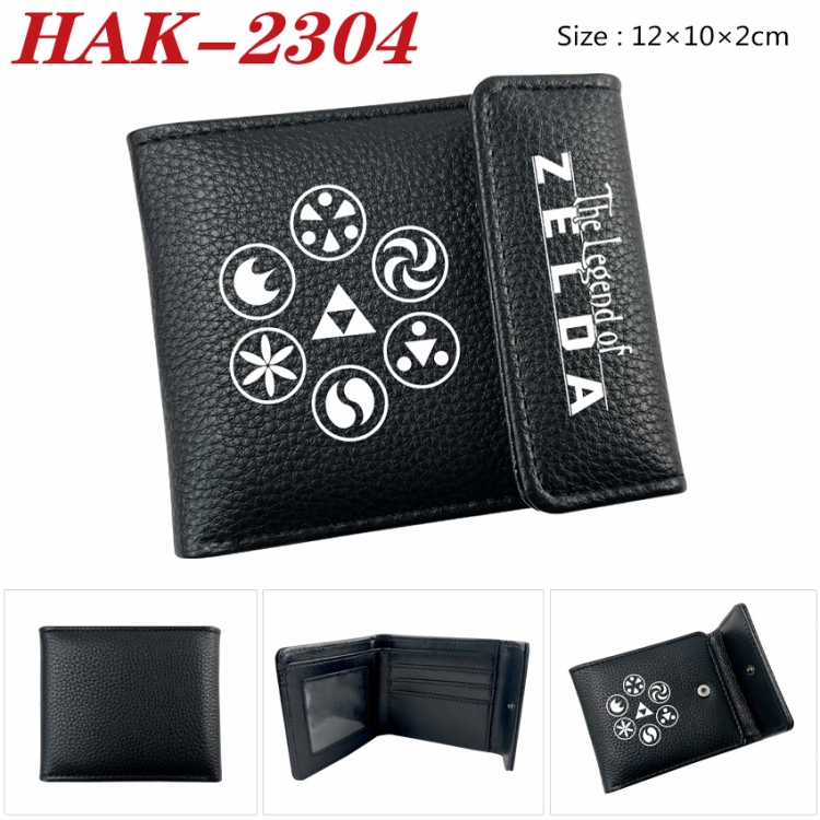 The Legend of Zelda Anime Litchi Pattern Hidden Buckle Half Fold Printed Wallet 12X10X2CM