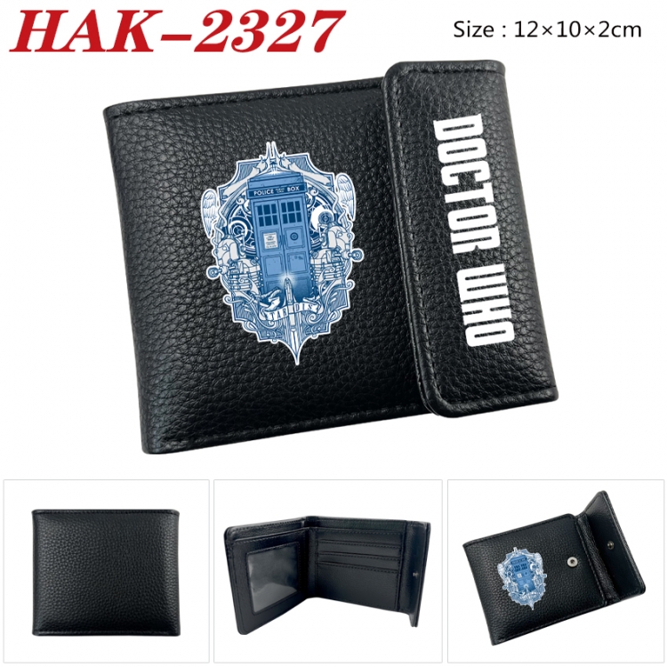 Doctor Who Anime Litchi Pattern Hidden Buckle Half Fold Printed Wallet 12X10X2CM