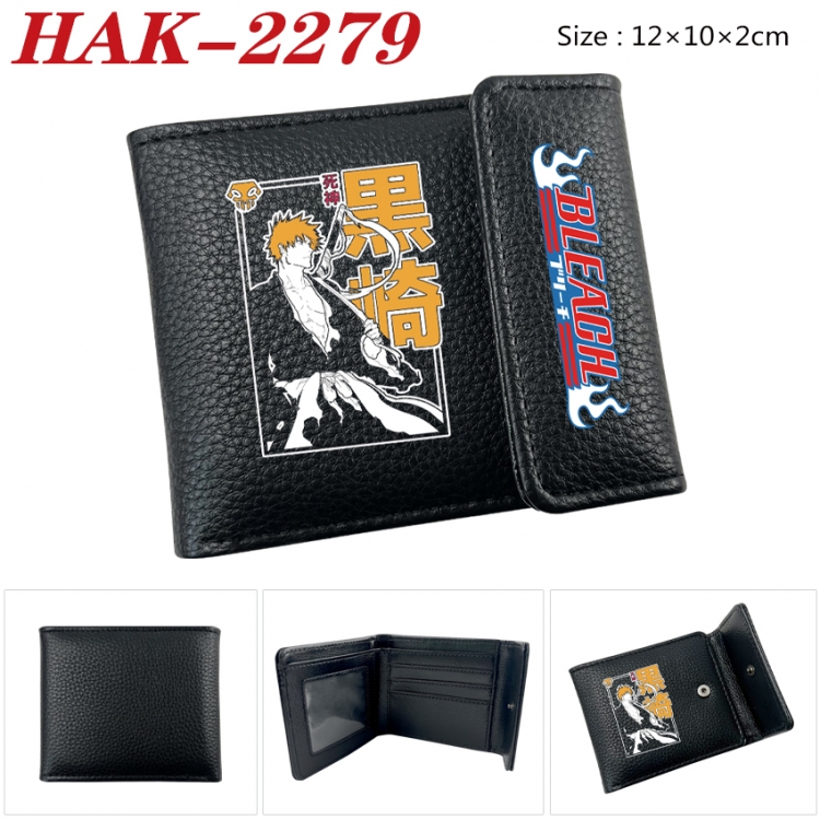 Bleach Anime Litchi Pattern Hidden Buckle Half Fold Printed Wallet 12X10X2CM