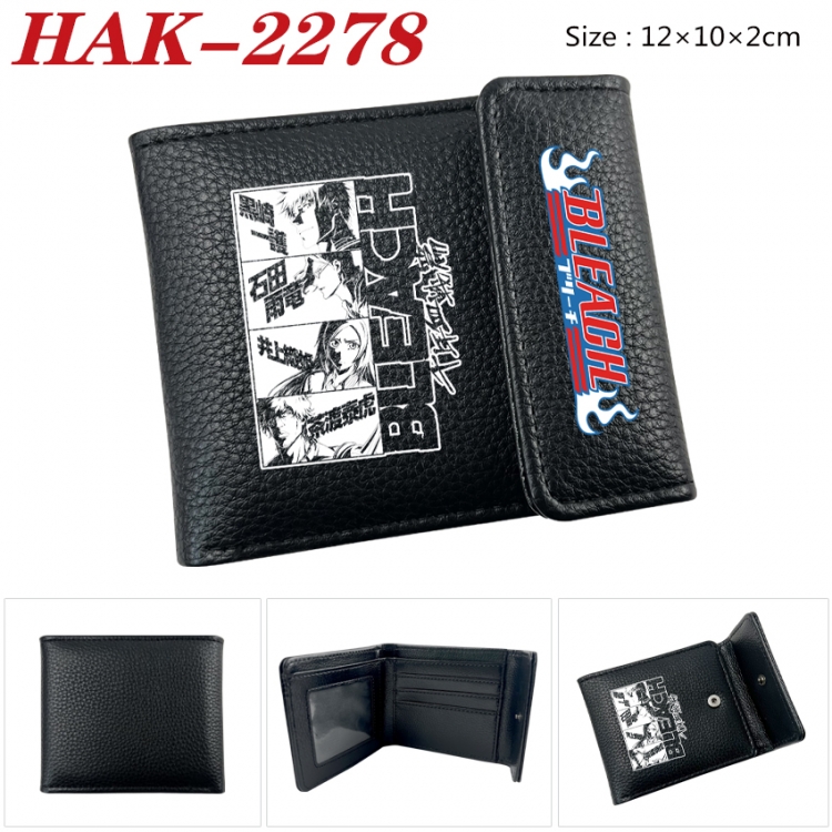 Bleach Anime Litchi Pattern Hidden Buckle Half Fold Printed Wallet 12X10X2CM