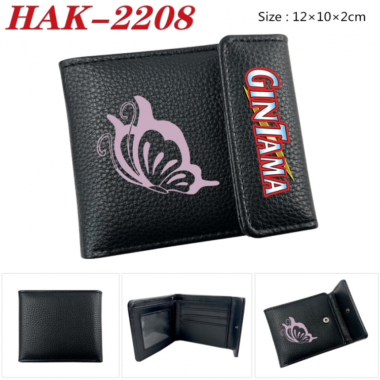 Gintama Anime Litchi Pattern Hidden Buckle Half Fold Printed Wallet 12X10X2CM