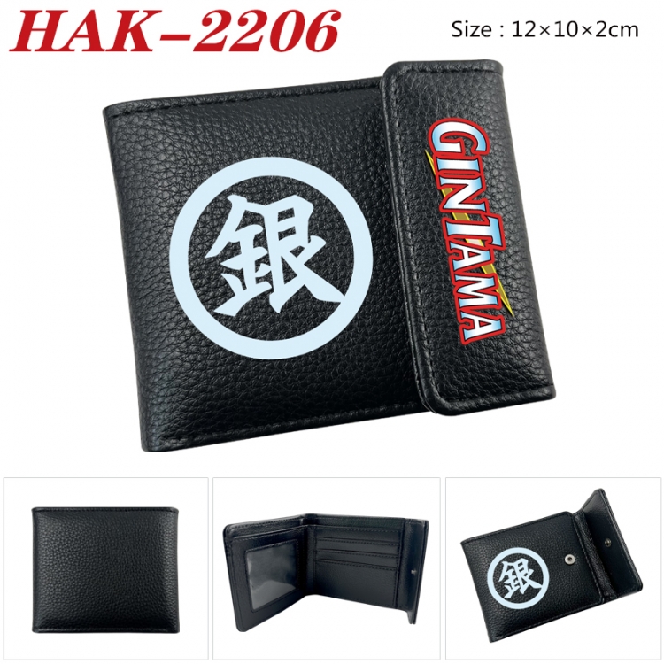 Gintama Anime Litchi Pattern Hidden Buckle Half Fold Printed Wallet 12X10X2CM