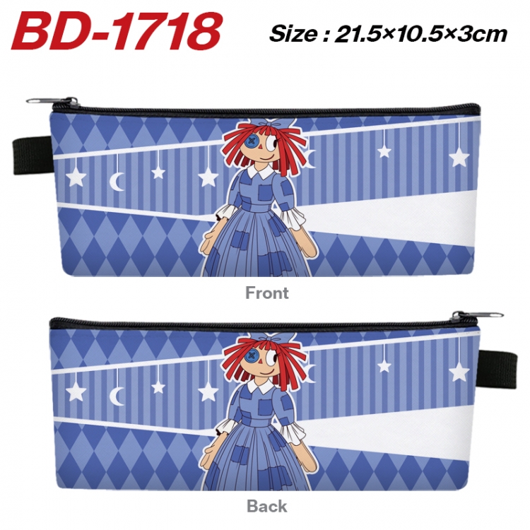 The Amazing Digital Circus Anime PU Leather Zipper Pencil Case Stationery Box 21.5X10.5X3CM