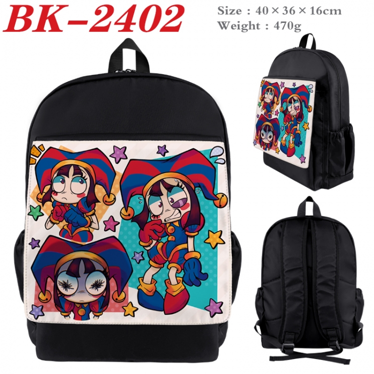 The Amazing Digital Circus Waterproof nylon canvas flip color picture backpack 40X36X16CM