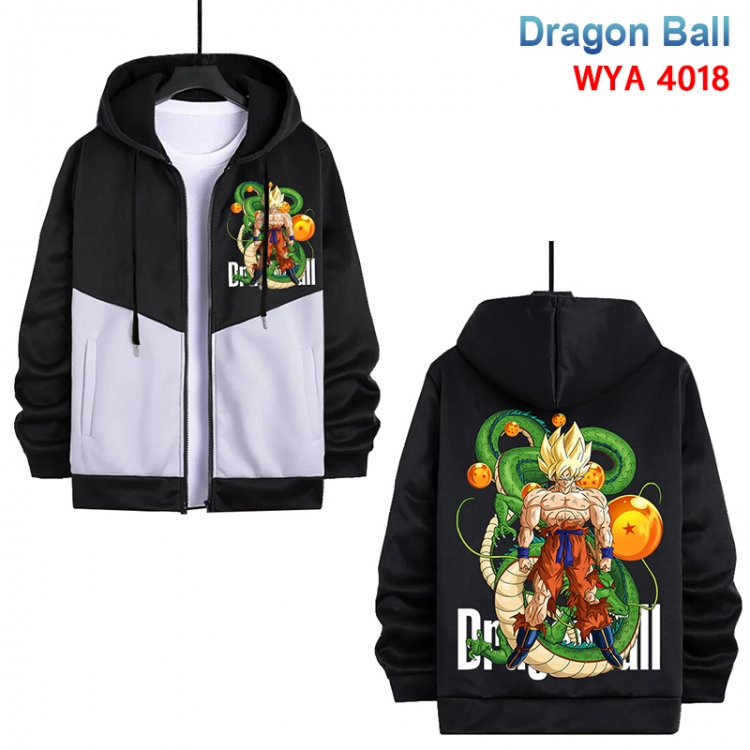 DRAGON BALL Anime black and white contrasting pure cotton zipper patch pocket sweater from S to 3XL