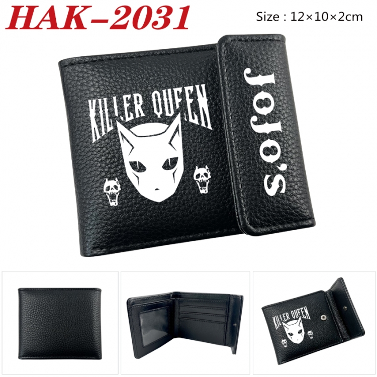 JoJos Bizarre Adventure Anime Litchi Pattern Hidden Buckle Half Fold Printed Wallet 12X10X2CM HAK-2031