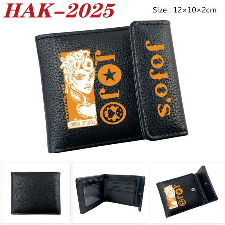 JoJos Bizarre Adventure Anime Litchi Pattern Hidden Buckle Half Fold Printed Wallet 12X10X2CM  HAK-2025