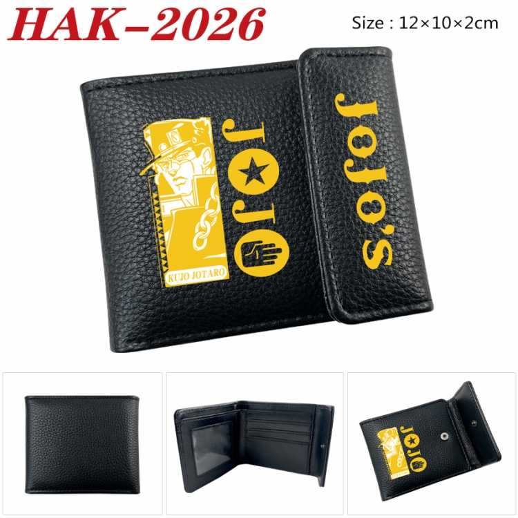 JoJos Bizarre Adventure Anime Litchi Pattern Hidden Buckle Half Fold Printed Wallet 12X10X2CM  HAK-2026