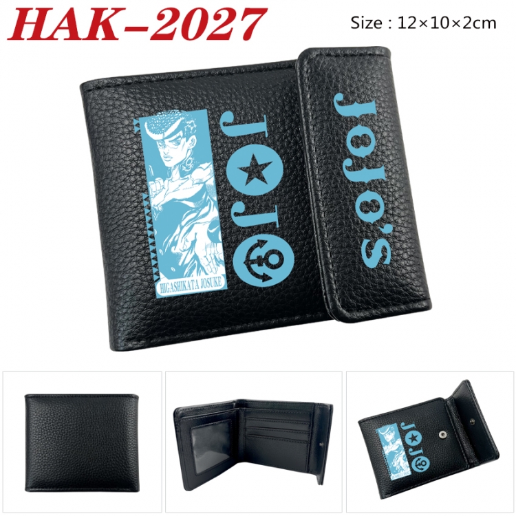 JoJos Bizarre Adventure Anime Litchi Pattern Hidden Buckle Half Fold Printed Wallet 12X10X2CM  HAK-2027