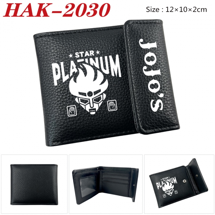 JoJos Bizarre Adventure Anime Litchi Pattern Hidden Buckle Half Fold Printed Wallet 12X10X2CM HAK-2030