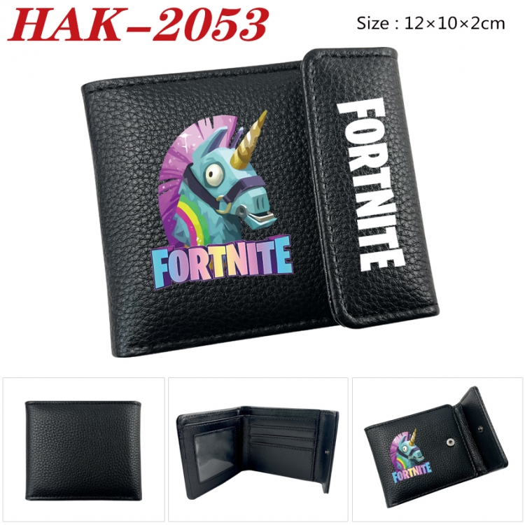 Fortnite Anime Litchi Pattern Hidden Buckle Half Fold Printed Wallet 12X10X2CM