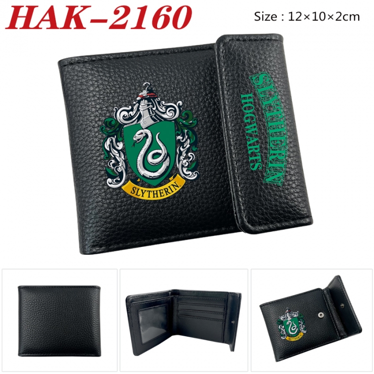 Harry Potter Anime Litchi Pattern Hidden Buckle Half Fold Printed Wallet 12X10X2CM