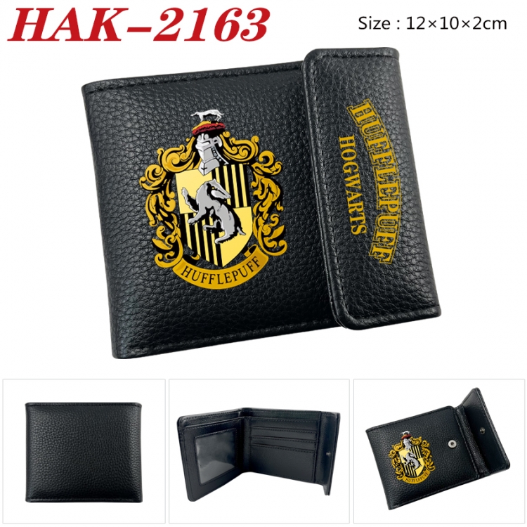 Harry Potter Anime Litchi Pattern Hidden Buckle Half Fold Printed Wallet 12X10X2CM