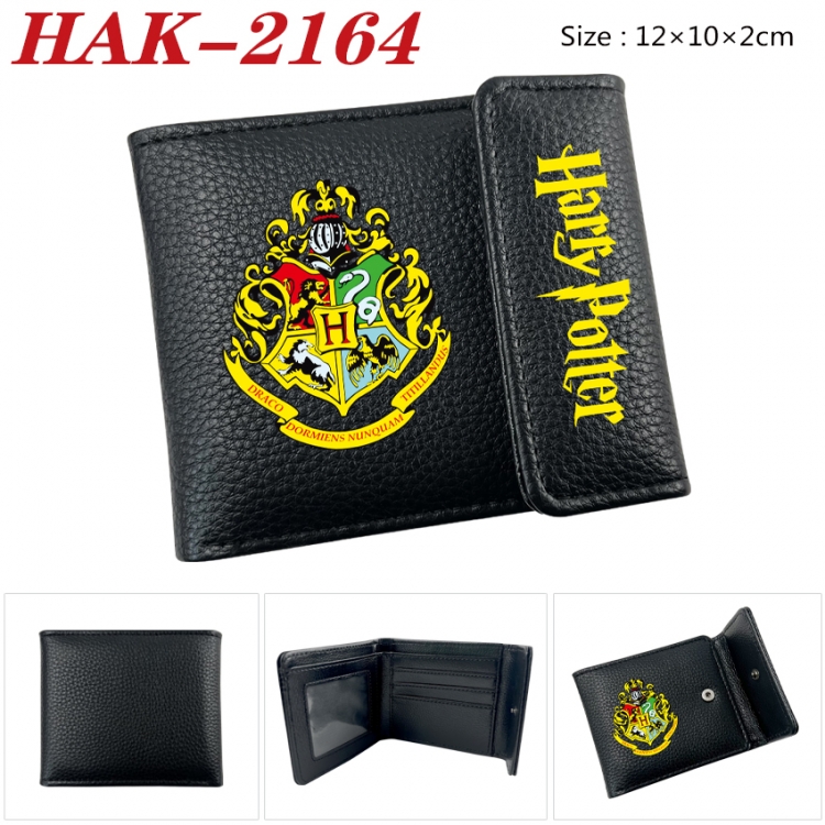 Harry Potter Anime Litchi Pattern Hidden Buckle Half Fold Printed Wallet 12X10X2CM