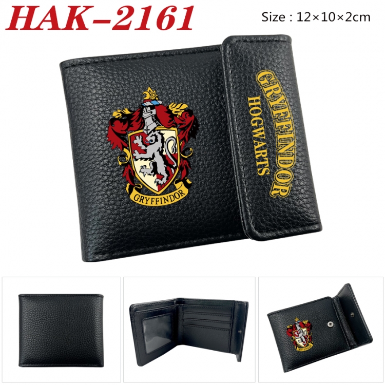 Harry Potter Anime Litchi Pattern Hidden Buckle Half Fold Printed Wallet 12X10X2CM