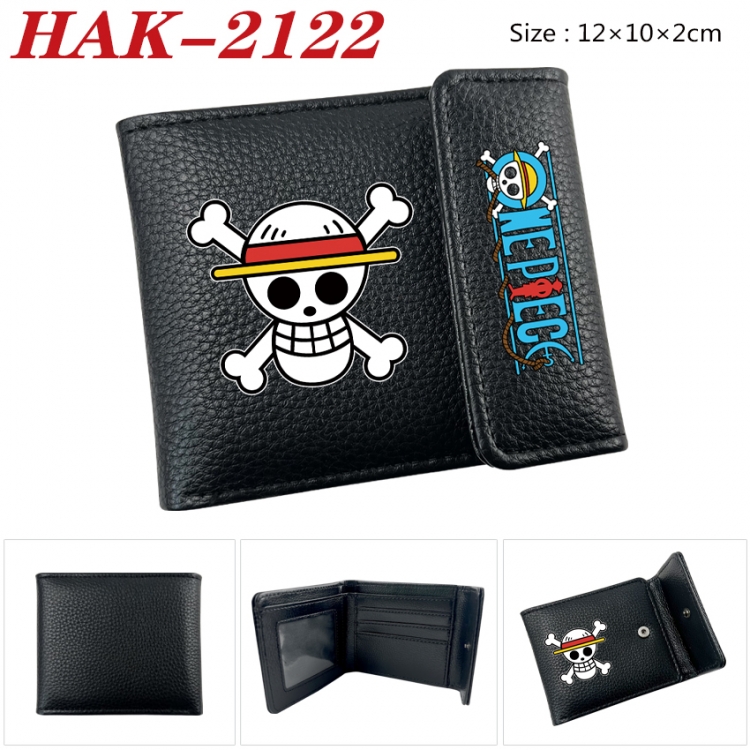 One Piece Anime Litchi Pattern Hidden Buckle Half Fold Printed Wallet 12X10X2CM