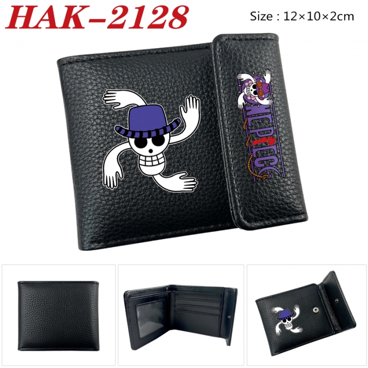 One Piece Anime Litchi Pattern Hidden Buckle Half Fold Printed Wallet 12X10X2CM