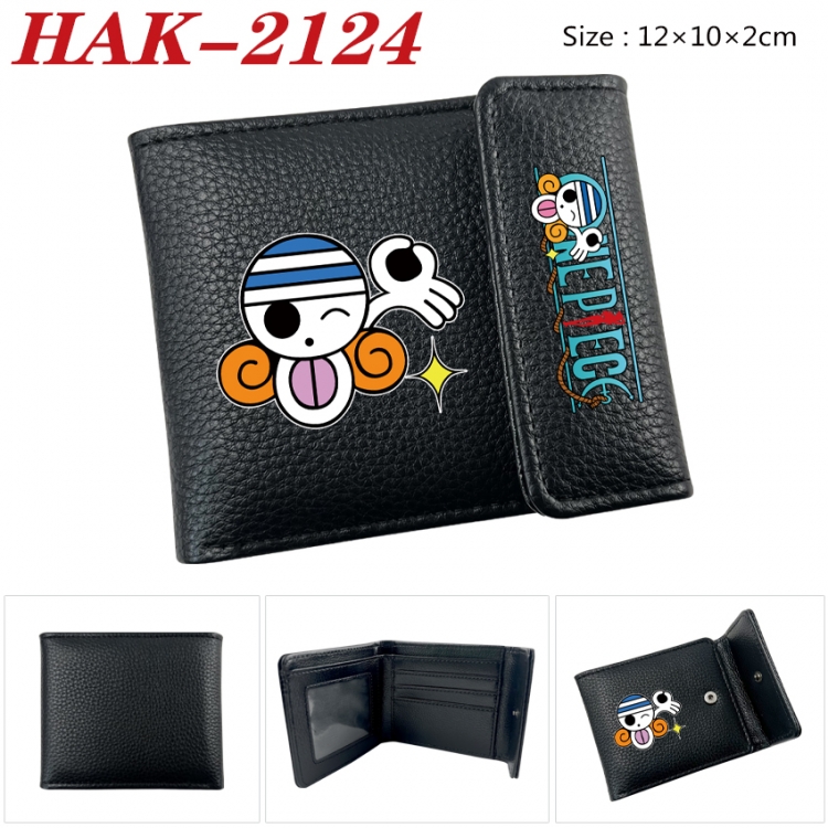 One Piece Anime Litchi Pattern Hidden Buckle Half Fold Printed Wallet 12X10X2CM