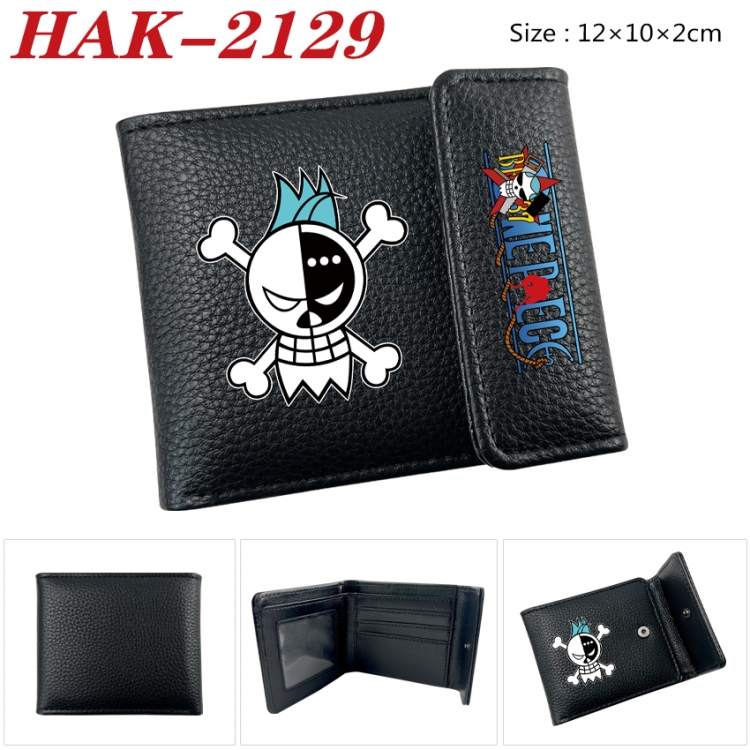 One Piece Anime Litchi Pattern Hidden Buckle Half Fold Printed Wallet 12X10X2CM