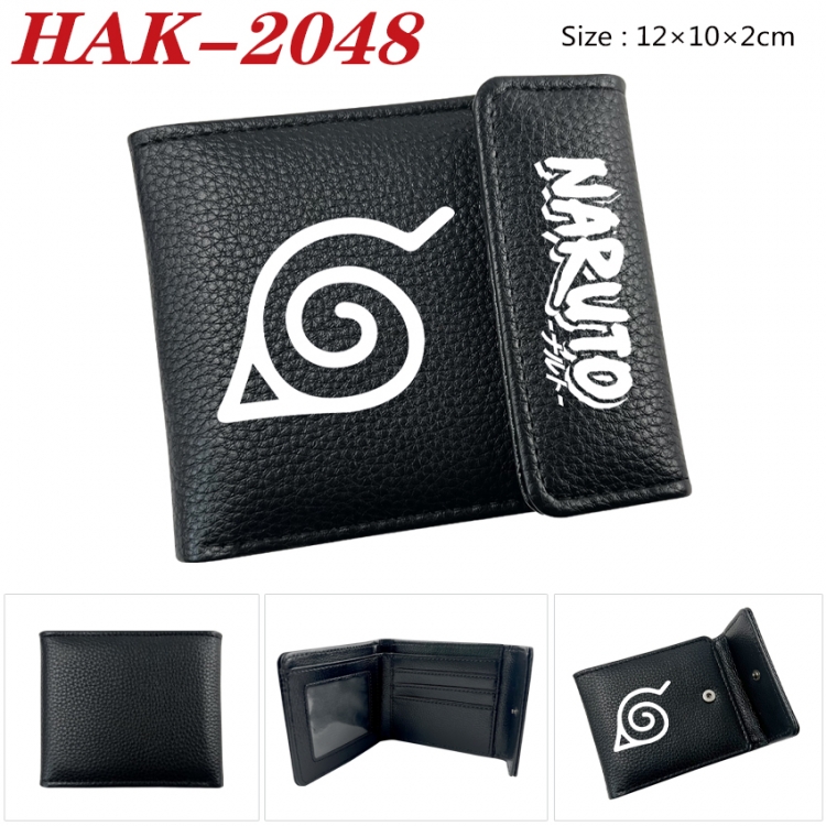 Naruto Anime Litchi Pattern Hidden Buckle Half Fold Printed Wallet 12X10X2CM