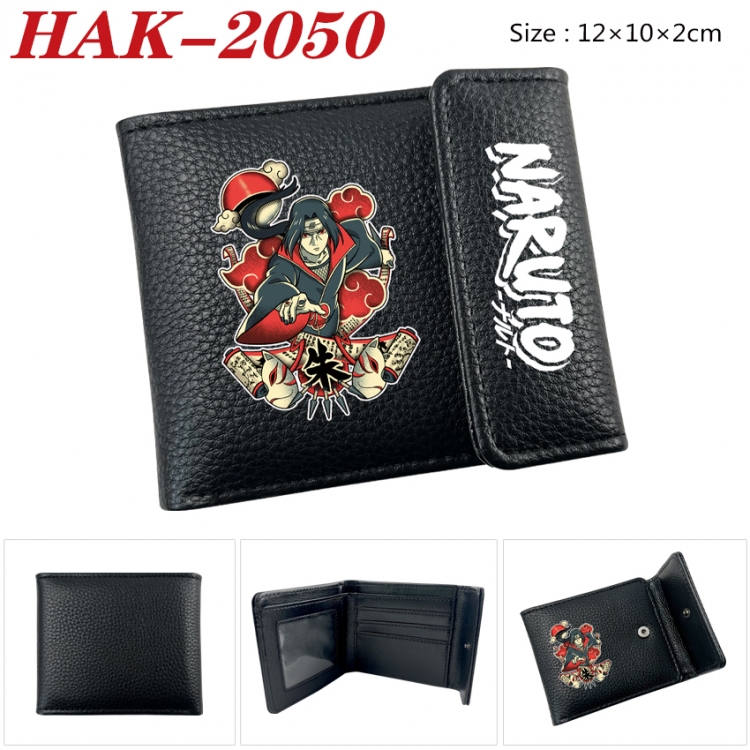 Naruto Anime Litchi Pattern Hidden Buckle Half Fold Printed Wallet 12X10X2CM