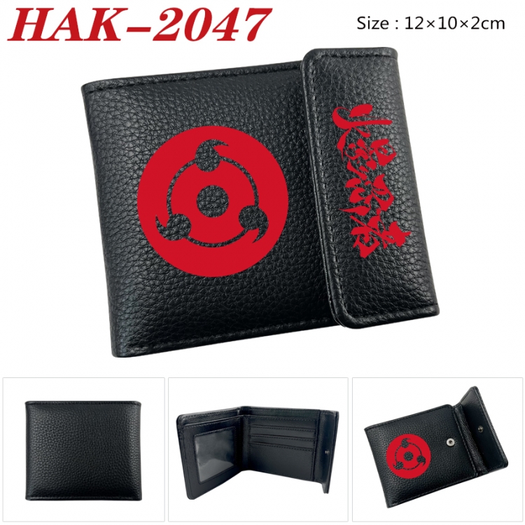 Naruto Anime Litchi Pattern Hidden Buckle Half Fold Printed Wallet 12X10X2CM