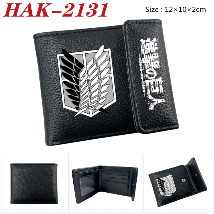 Shingeki no Kyojin Anime Litchi Pattern Hidden Buckle Half Fold Printed Wallet 12X10X2CM