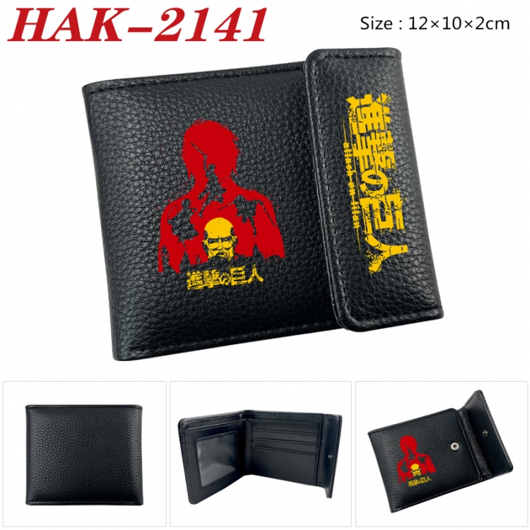 Shingeki no Kyojin Anime Litchi Pattern Hidden Buckle Half Fold Printed Wallet 12X10X2CM