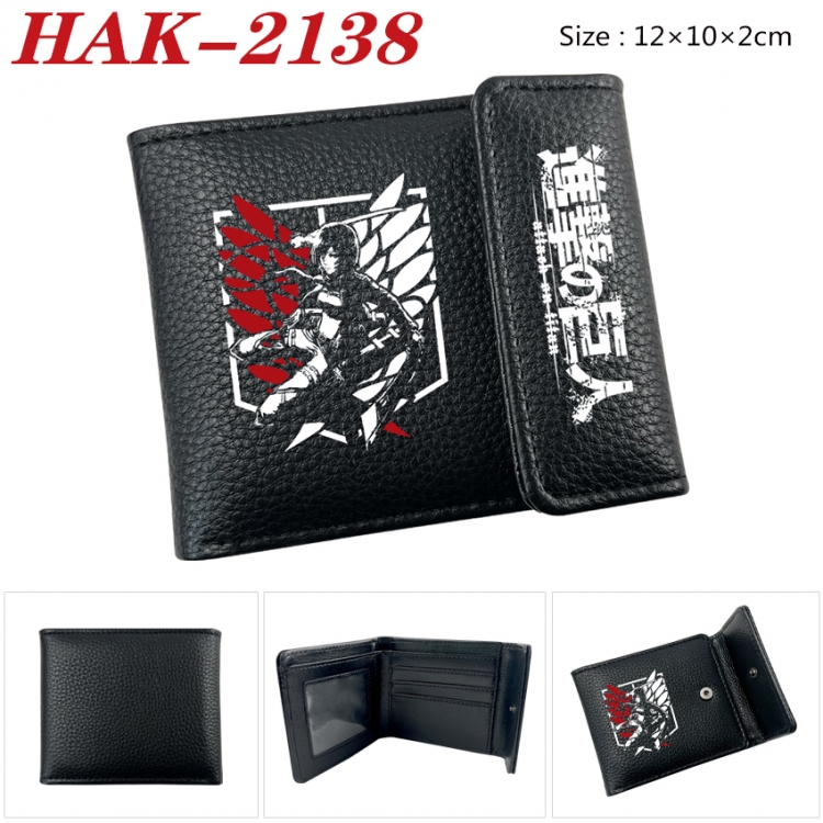 Shingeki no Kyojin Anime Litchi Pattern Hidden Buckle Half Fold Printed Wallet 12X10X2CM