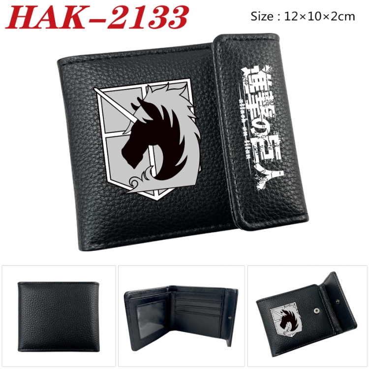 Shingeki no Kyojin Anime Litchi Pattern Hidden Buckle Half Fold Printed Wallet 12X10X2CM