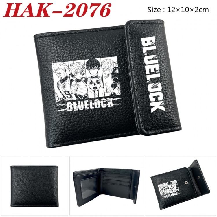 BLUE LOCK Anime Litchi Pattern Hidden Buckle Half Fold Printed Wallet 12X10X2CM 