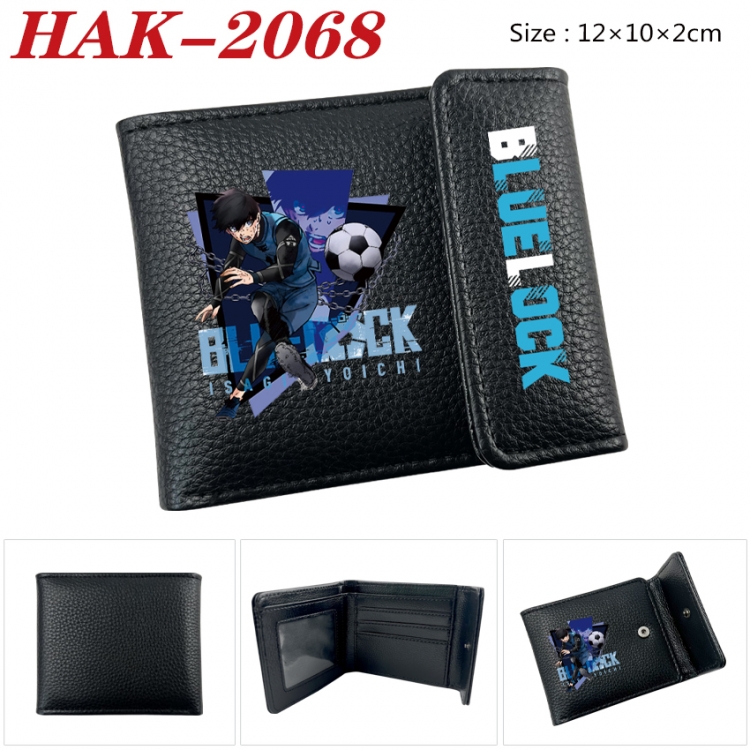 BLUE LOCK Anime Litchi Pattern Hidden Buckle Half Fold Printed Wallet 12X10X2CM 