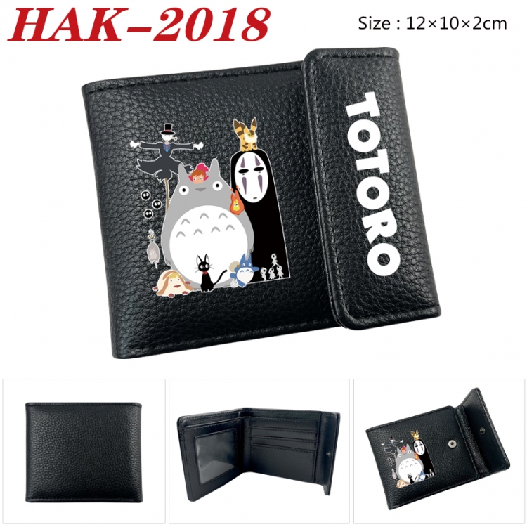 TOTORO Anime Litchi Pattern Hidden Buckle Half Fold Printed Wallet 12X10X2CM